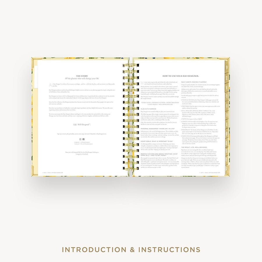 Day Designer 2026-27 weekly planner: Lemon Floral Sage cover with introduction