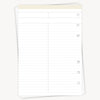 White planner refill sheet with ruled lines on a white background