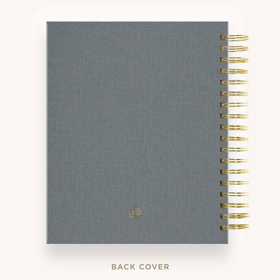 Day Designer 2025-26 daily planner: Charcoal Bookcloth back cover with gold detail