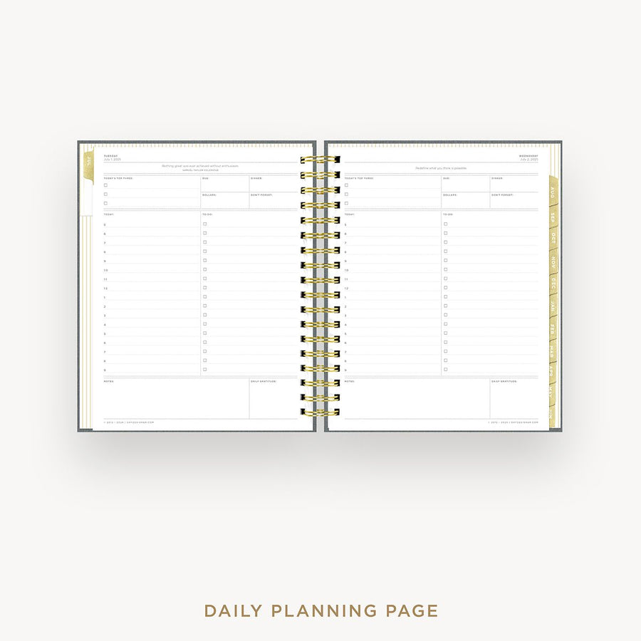 Day Designer 2025-26 daily planner: Charcoal Bookcloth cover with daily planning page