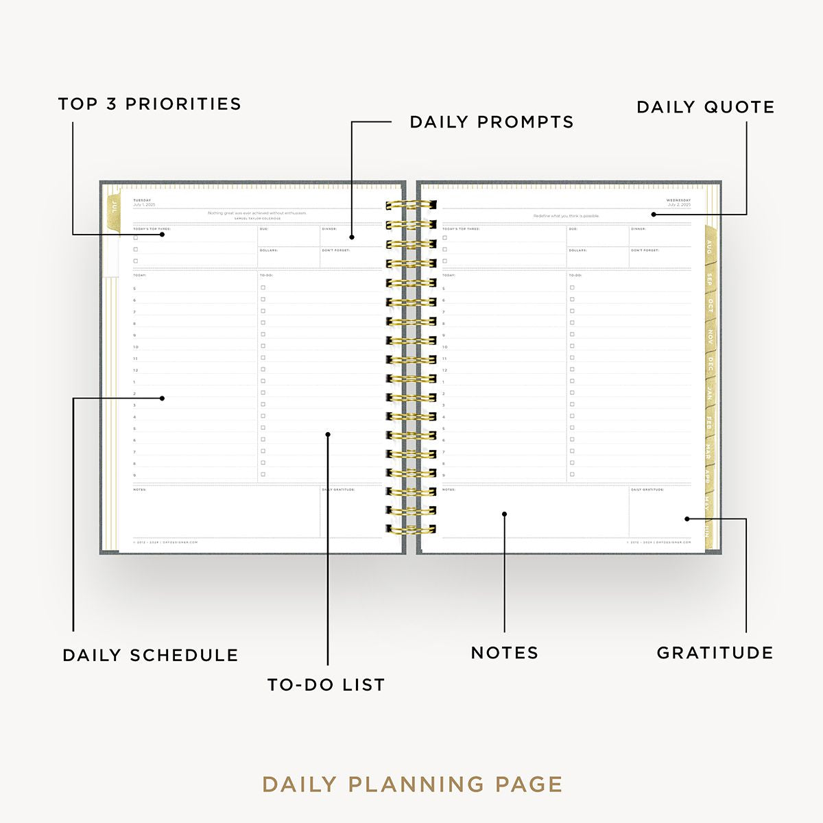 2025-26 Daily Planner: Charcoal Bookcloth