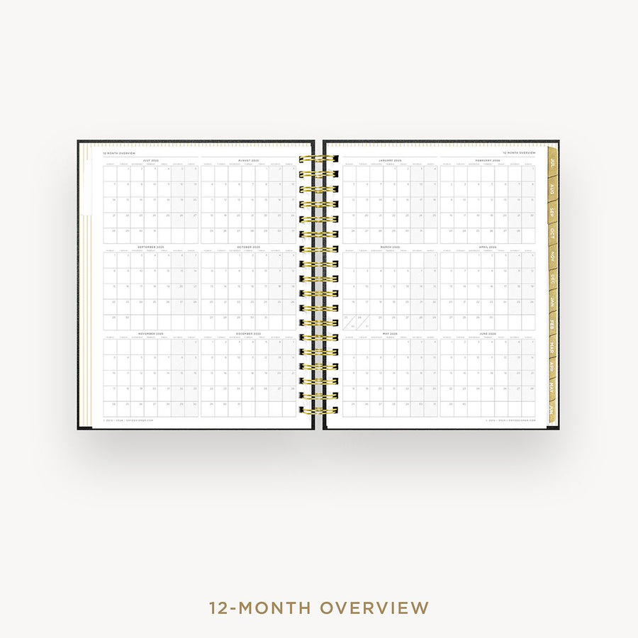 Day Designer 2025-26 daily planner: Classic Black cover with 12 month calendar