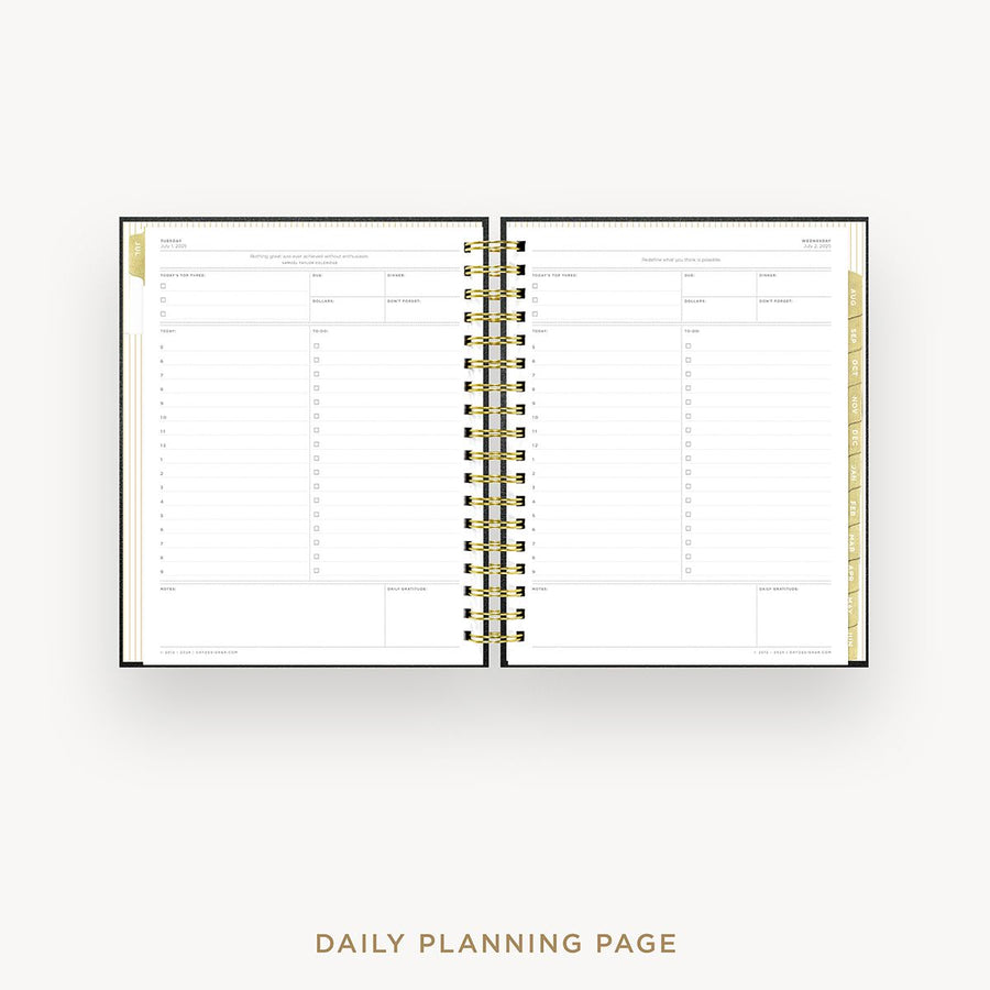 Day Designer 2025-26 daily planner: Classic Black cover with daily planning page