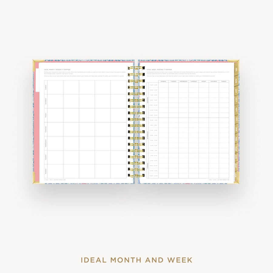 Day Designer 2026-27 daily planner: Olivia Damask cover with ideal week worksheet