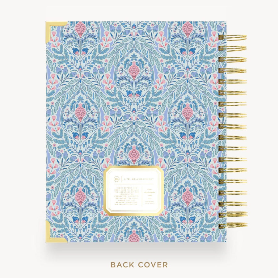 Day Designer 2026-27 daily planner: Olivia Damask back cover with gold detail