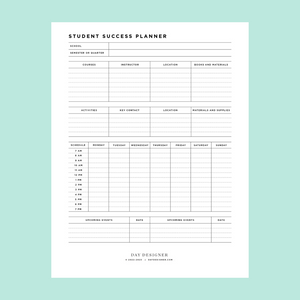 Free Student Success Planner Printable