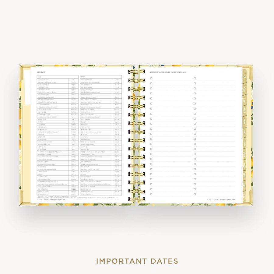 Day Designer 2026-27 mini weekly planner: Lemon Floral Sage cover with holidays page