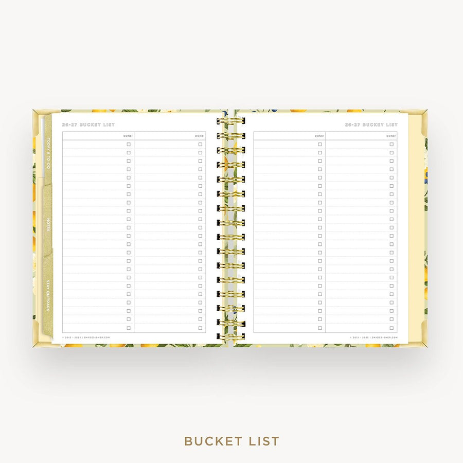 Day Designer 2026-27 mini weekly planner: Lemon Floral Sage cover with bucket list