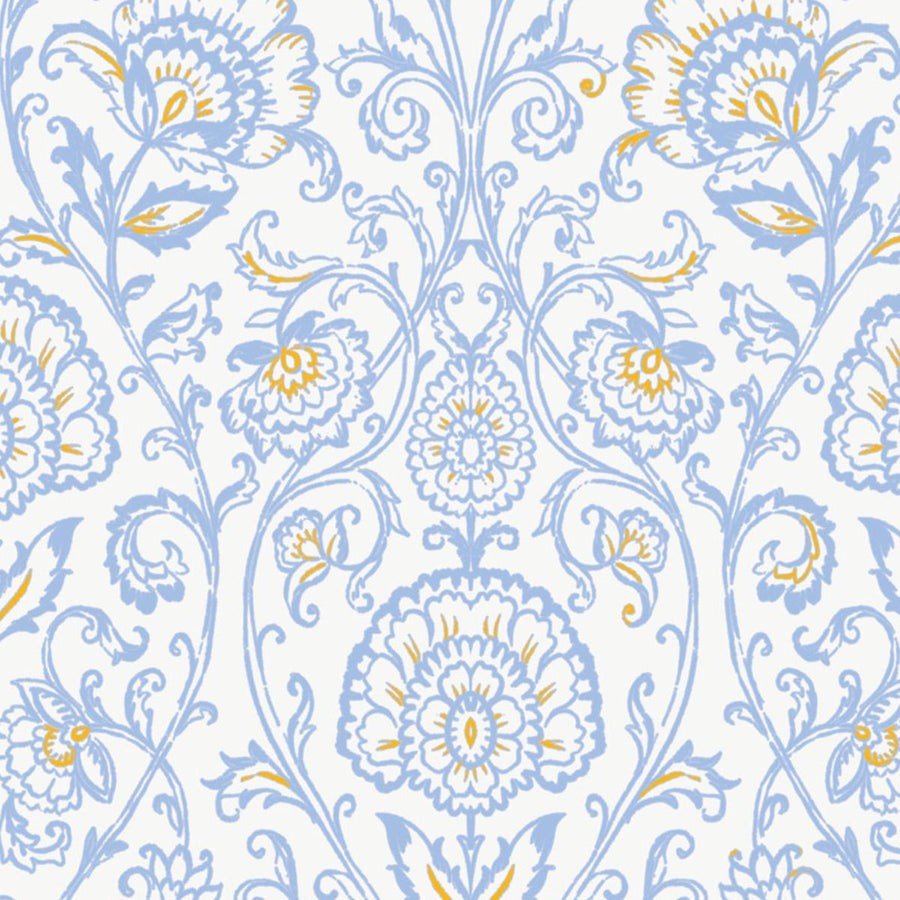A floral patterned daily planner with soft coastal hues and gold foil accents on a white background.