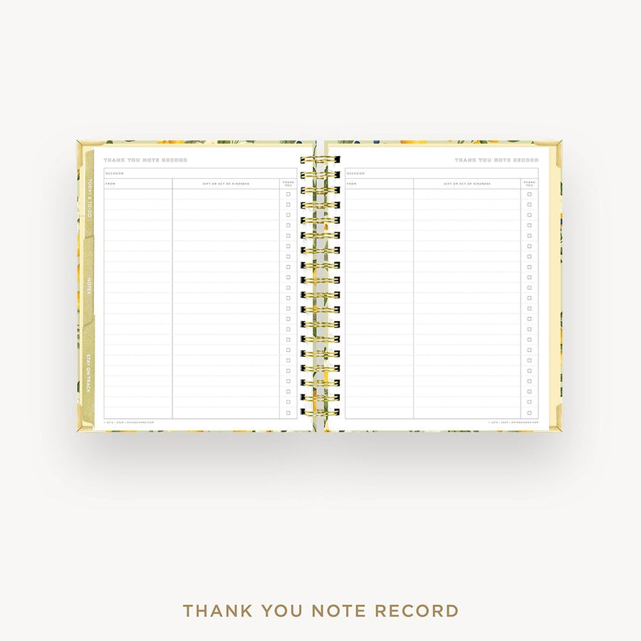Day Designer 2026-27 weekly planner: Lemon Floral Sage cover with thank you notes pages