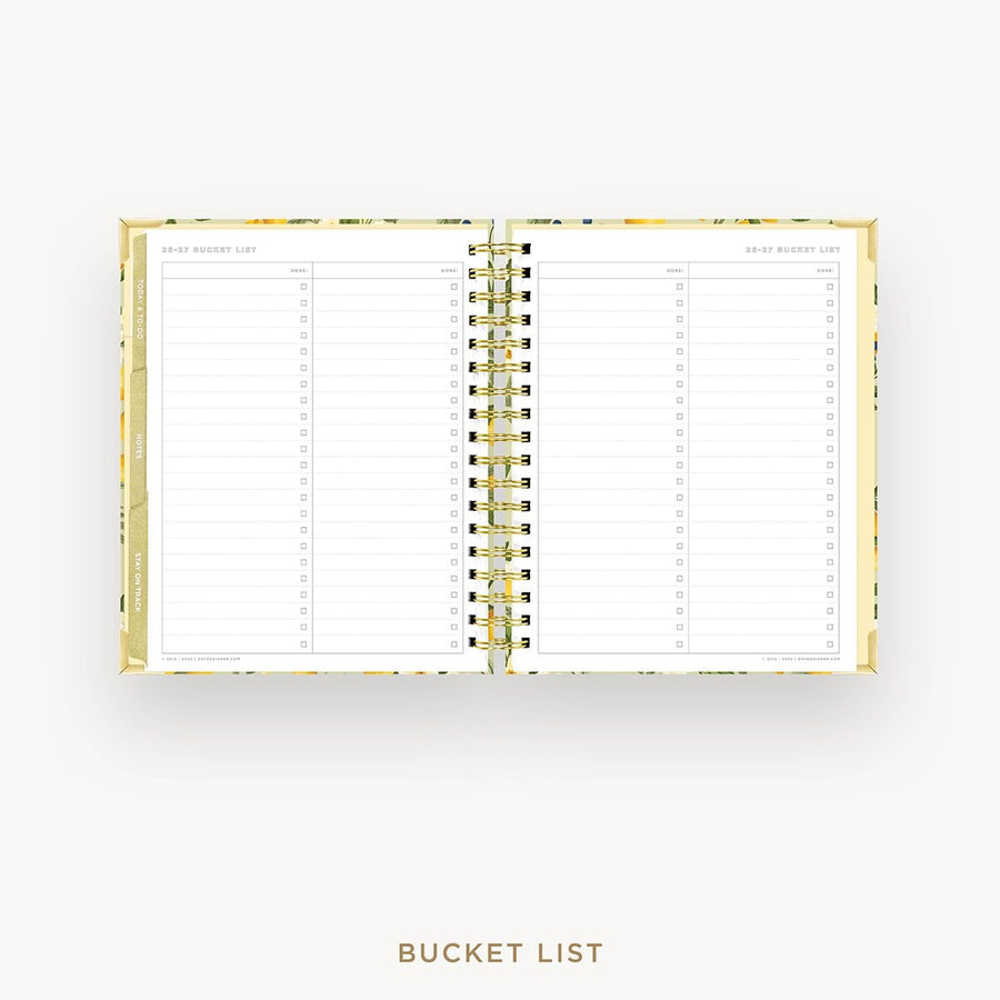 Day Designer 2026-27 weekly planner: Lemon Floral Sage cover with bucket list