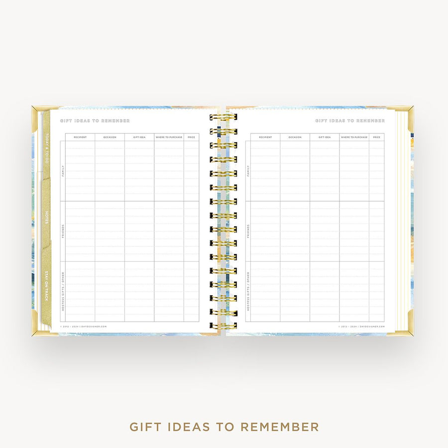 Day Designer 2026 mini weekly planner: sea and sky cover with gift ideas pages