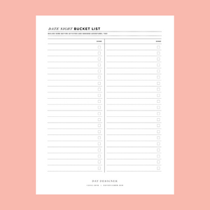 Free Date Night Bucket List Printable