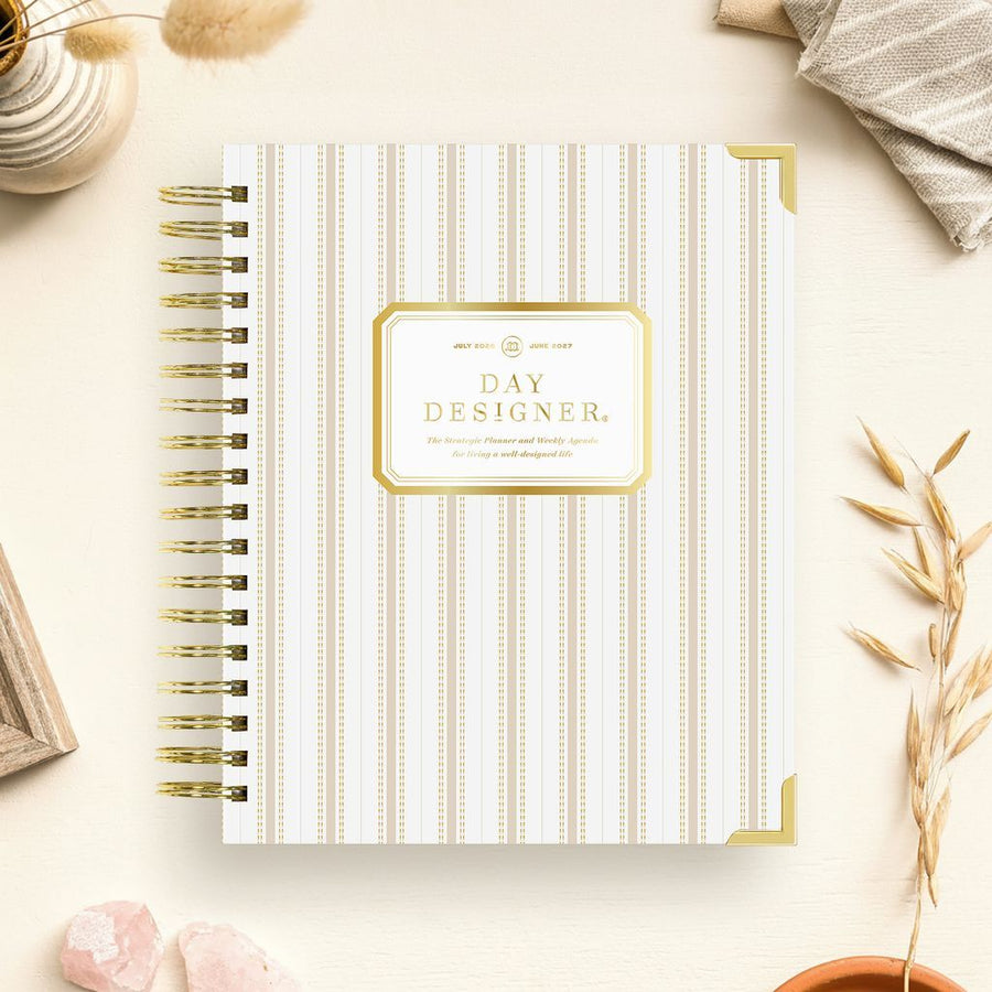Day Designer 2026-27 weekly planner: Ticking Stripe beautiful cover agenda book
