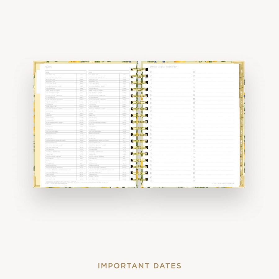 Day Designer 2026-27 daily planner: Lemon Floral Sage cover with holidays