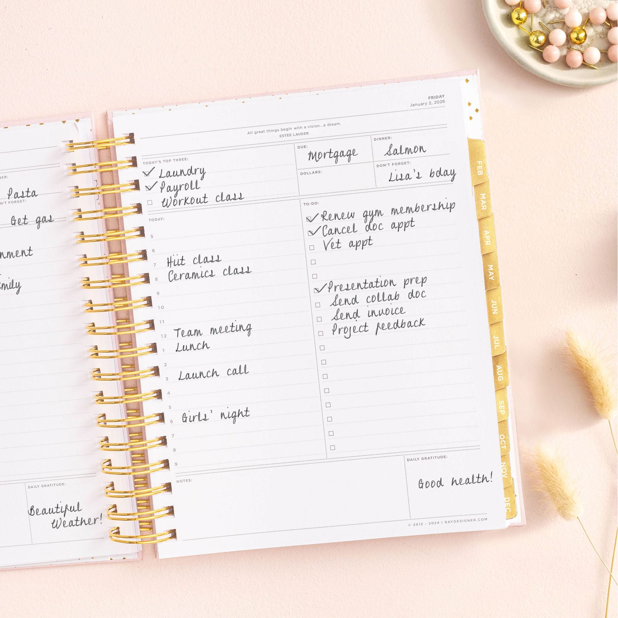 2026 Daily Planner: Peony Bookcloth