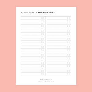 Free Making a List, Checking it Twice! Printable