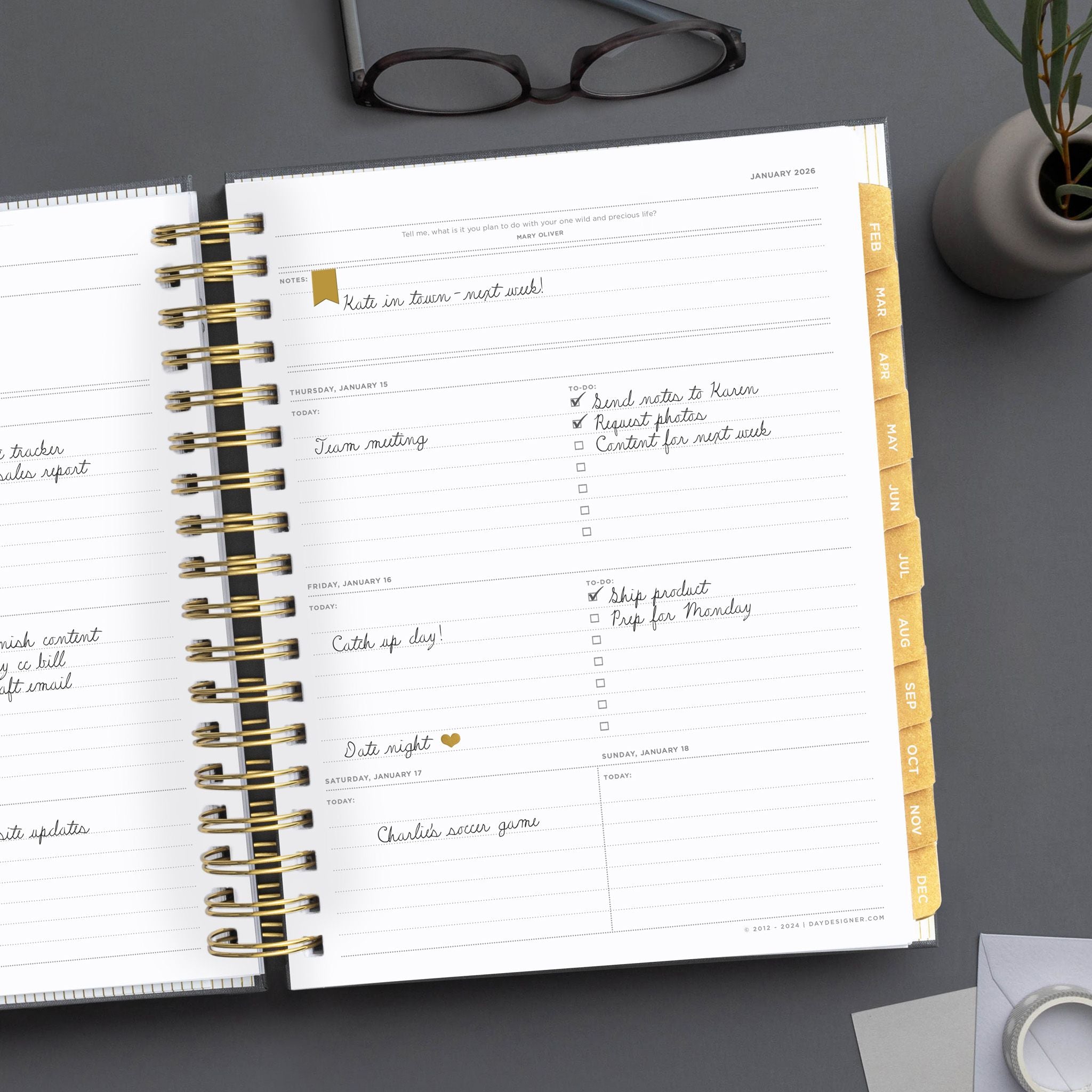 2026 Weekly Planner: Charcoal Bookcloth