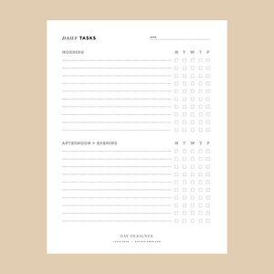 Free Daily Tasks Checklist Printable