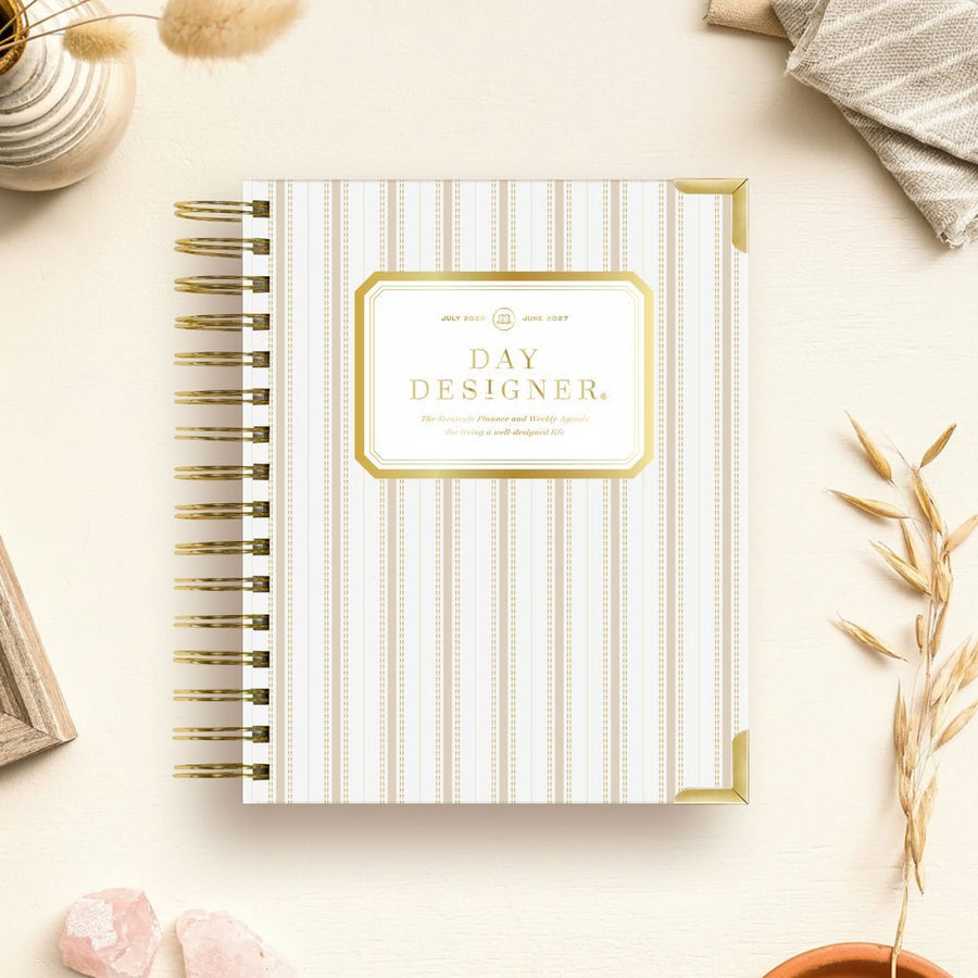 Day Designer 2026-27 mini weekly planner: Ticking Stripe beautiful cover agenda book