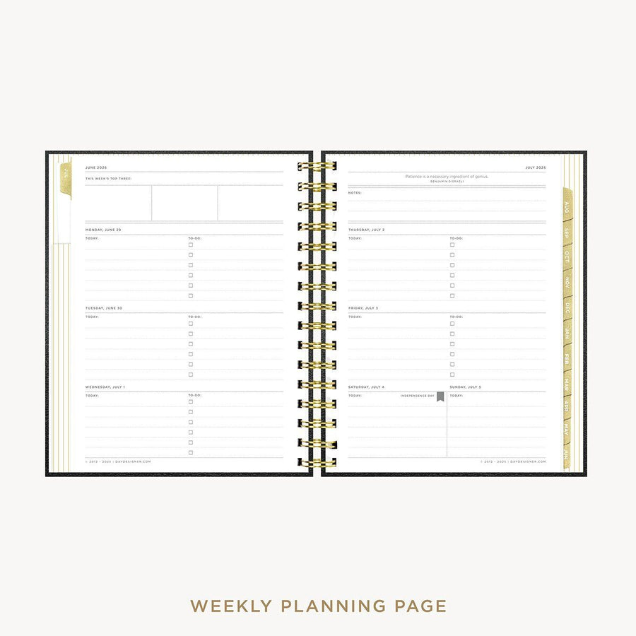 Day Designer 2026-27 mini weekly planner: Classic Black Pebble Texture cover with weekly planning pages