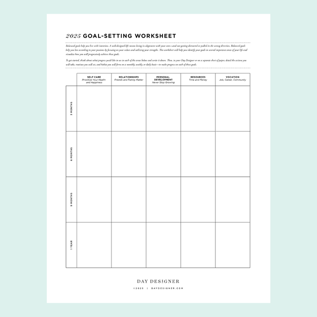 2025 Goal Setting Template
