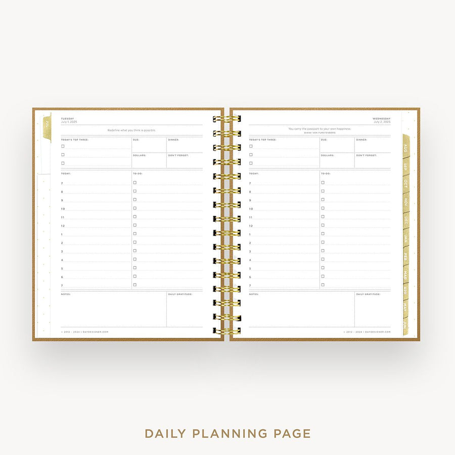 Day Designer 2025-26 mini daily planner: Caramel Latte cover with daily planning page