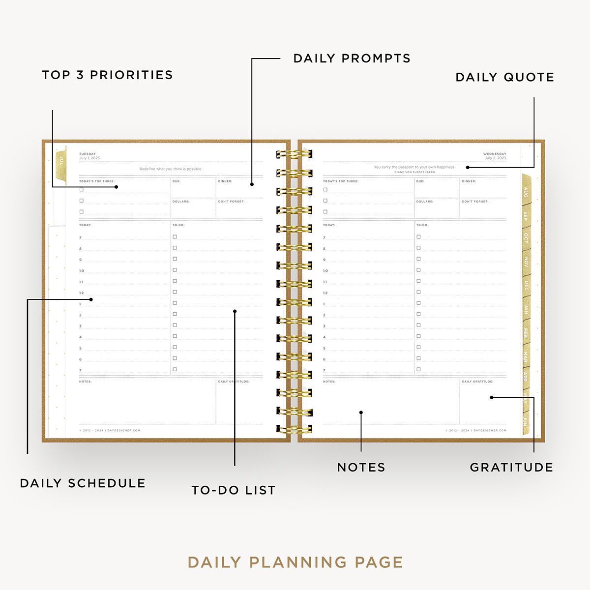 2025-26 Mini Daily Planner: Caramel Latte Pebble Texture