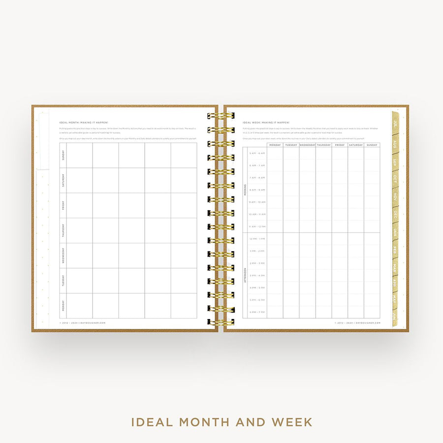 Day Designer 2025-26 mini daily planner: Caramel Latte cover with ideal week worksheet