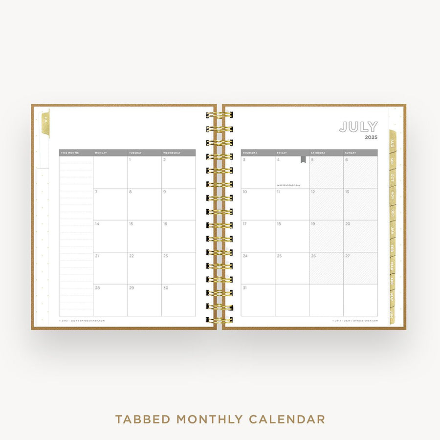 Day Designer 2025-26 mini daily planner: Caramel Latte cover with monthly calendar