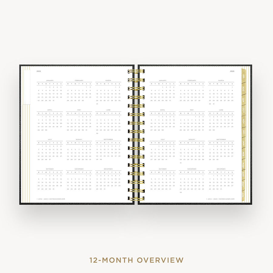 Day Designer 2025-26 mini daily planner: Classic Black cover with 12 month calendar