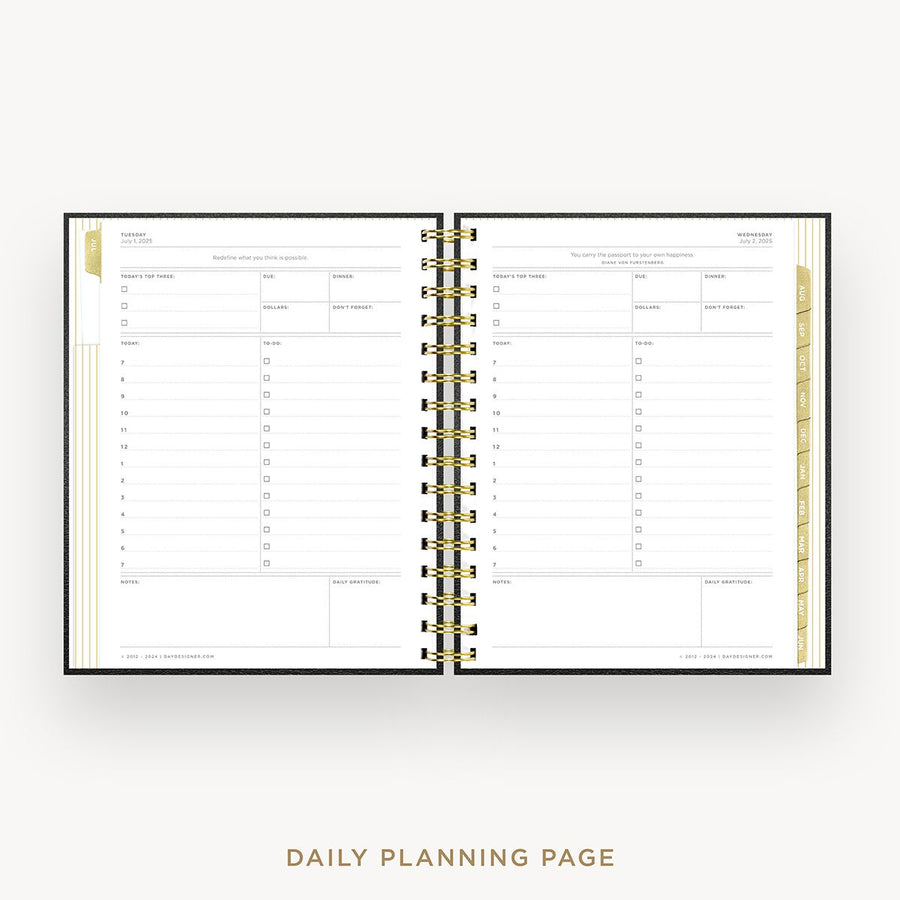 Day Designer 2025-26 mini daily planner: Classic Black cover with daily planning page