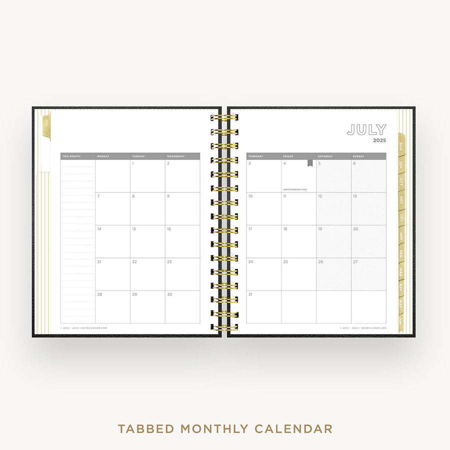 Day Designer 2025-26 mini daily planner: Classic Black cover with monthly calendar