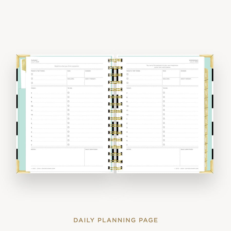 Day Designer 2025-26 mini daily planner: Black Stripe cover with daily planning page