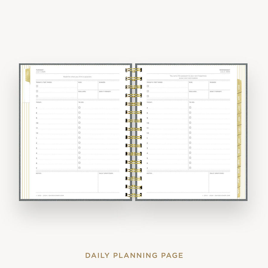 Day Designer 2025-26 mini daily planner: Charcoal Bookcloth cover with daily planning page