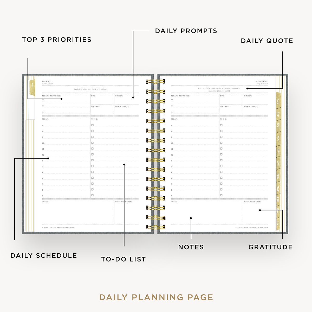 2025-26 Mini Daily Planner: Charcoal Bookcloth