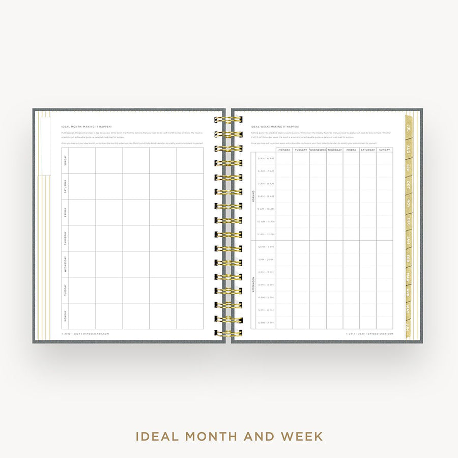 Day Designer 2025-26 mini daily planner: Charcoal Bookcloth cover with ideal week worksheet