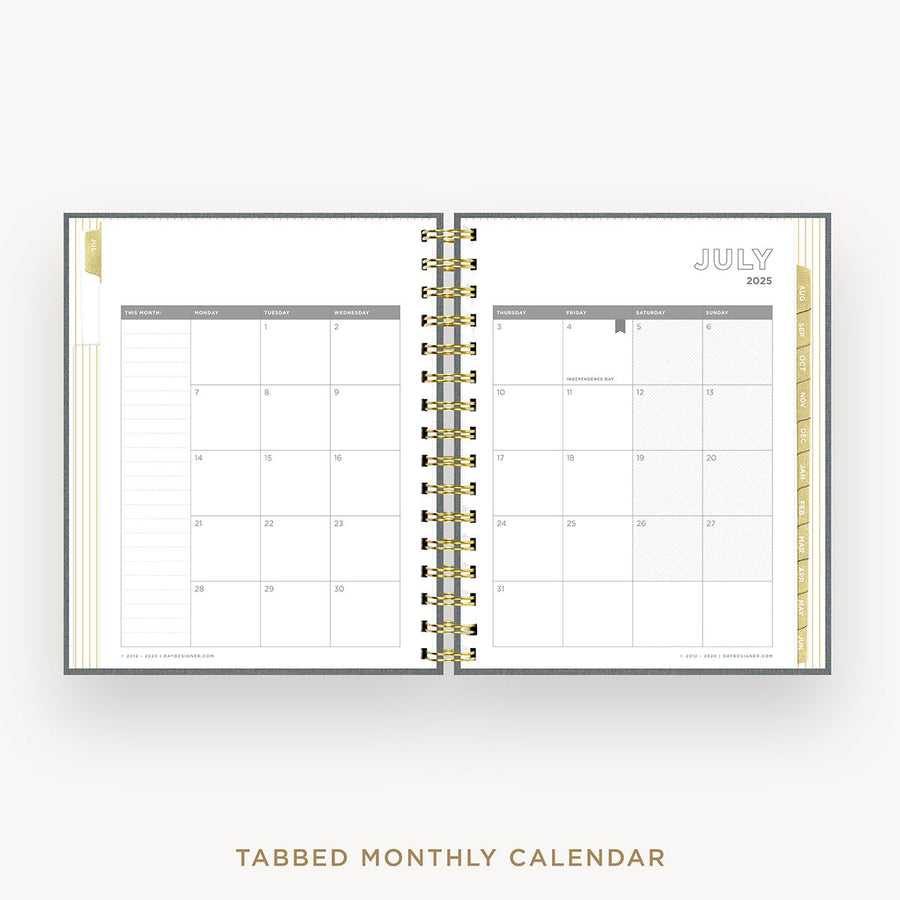 Day Designer 2025-26 mini daily planner: Charcoal Bookcloth cover with monthly calendar