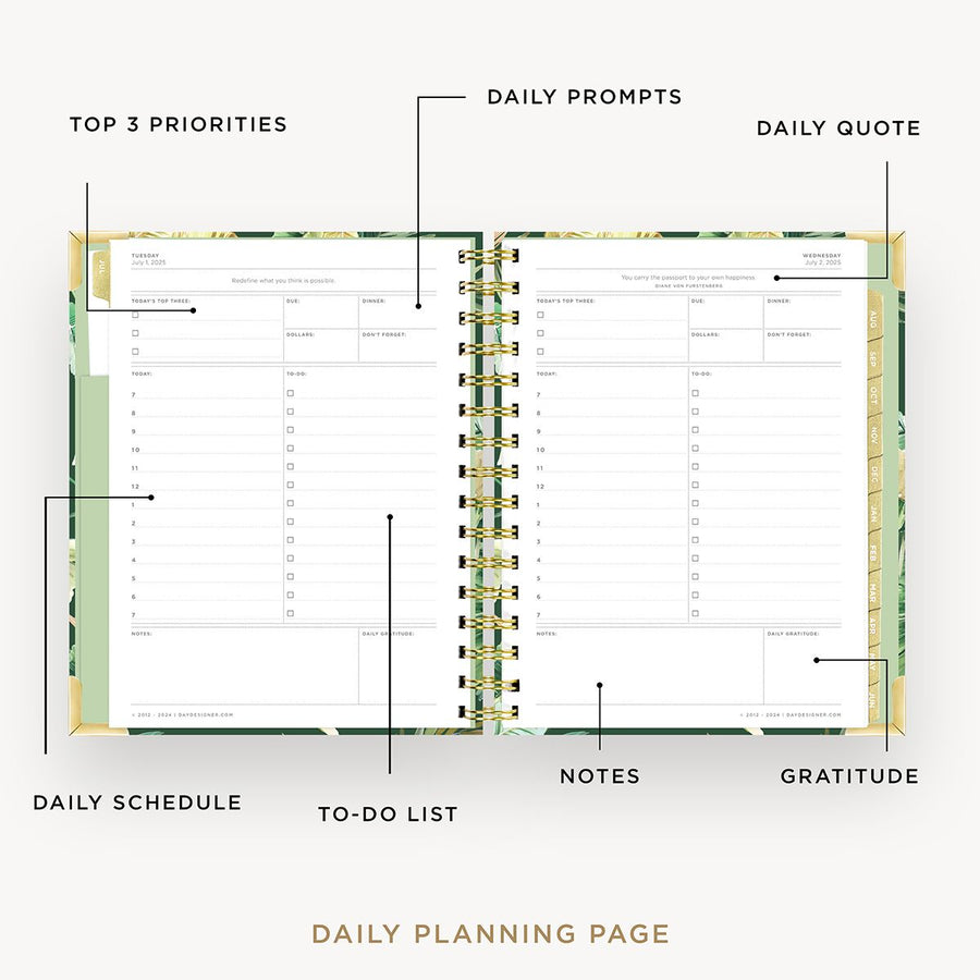 Day Designer 2025-26 mini daily planner: St. Barts opened with captions of contents