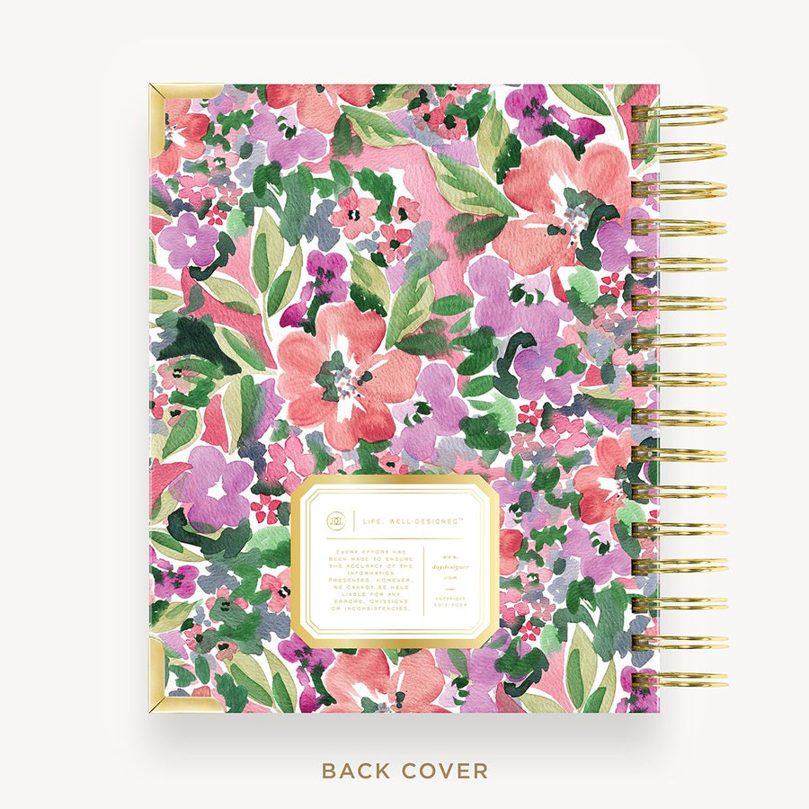 Day Designer 2025-26 mini daily planner: Ula Bloom cover with back cover with gold detail