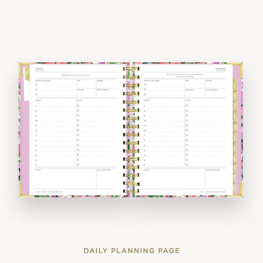 Day Designer 2025-26 mini daily planner: Ula Bloom cover with daily planning page