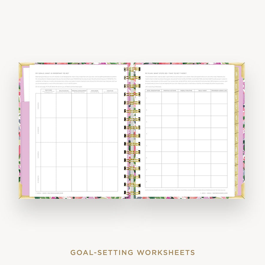 Day Designer 2025-26 mini daily planner: Ula Bloom cover with goals worksheet