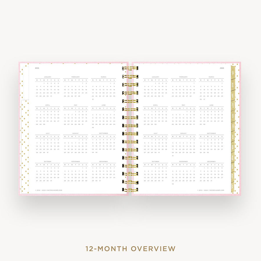 Day Designer 2025-26 mini daily planner: Peony Bookcloth cover with 12 month calendar