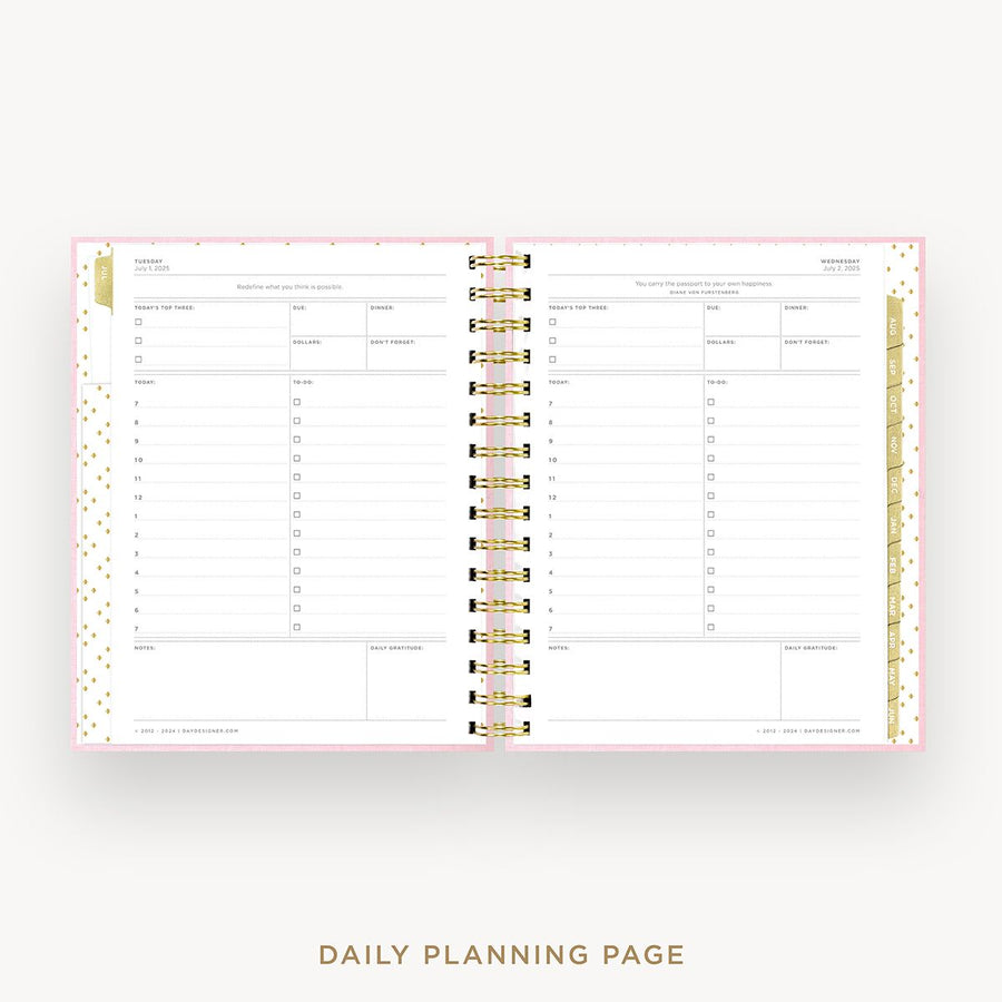 Day Designer 2025-26 mini daily planner: Peony Bookcloth cover with daily planning page