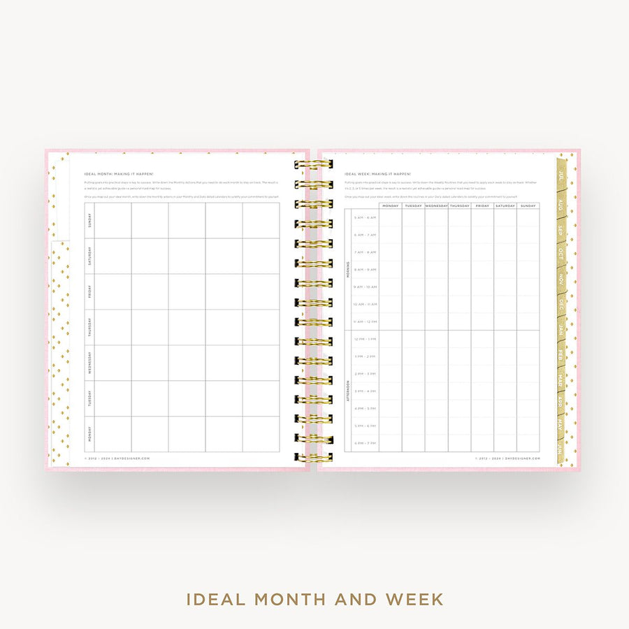 Day Designer 2025-26 mini daily planner: Peony Bookcloth cover with ideal week worksheet