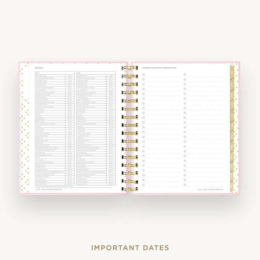 Day Designer 2025-26 mini daily planner: Peony Bookcloth cover with holidays page