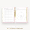 Day Designer 2025-26 mini daily planner: Peony Bookcloth cover with self assessment worksheet