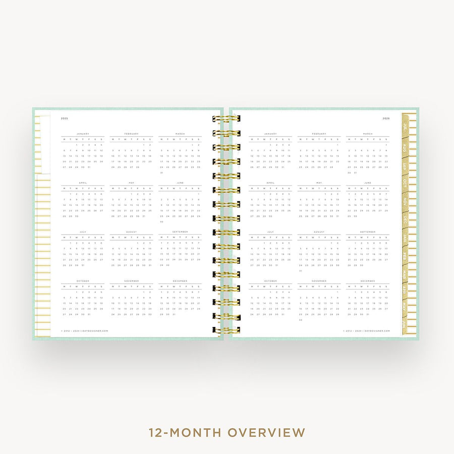 Day Designer 2025-26 mini daily planner: Sage Bookcloth cover with 12 month calendar