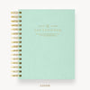 Day Designer 2025-26 mini daily planner: Sage Bookcloth hard cover, gold wire binding