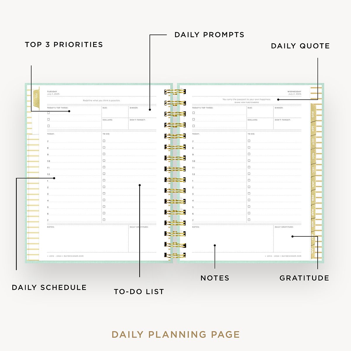 2025-26 Mini Daily Planner: Sage Bookcloth